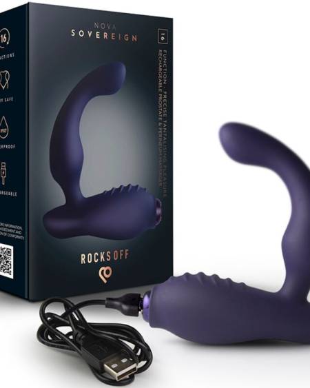 ROCKS-OFF - NOVA SOVEREIGN RECHARGEABLE PROSTATE  PERINEUM MASSAGER 16 FUNCTION BLUE