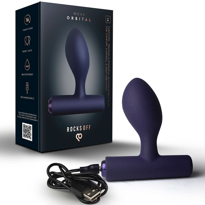 ROCKS-OFF - NOVA ORBITAL RECHARGEABLE PREMIUM POWERFUL ANAL PLUG 16 FUNCTION BLUE