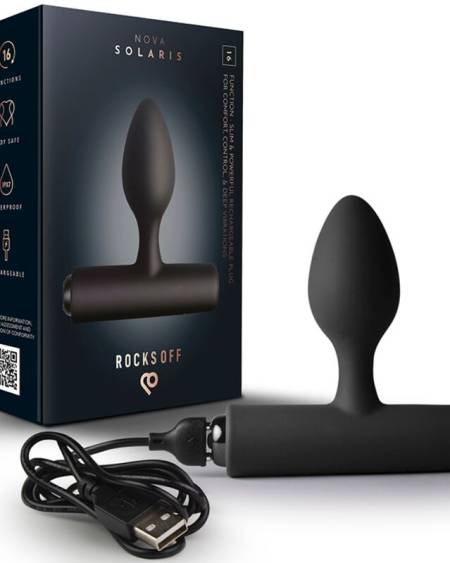 ROCKS-OFF - NOVA SOLARIS PLUG ANAL FINO RECARGABLE 16 FUNCIONES NEGRO