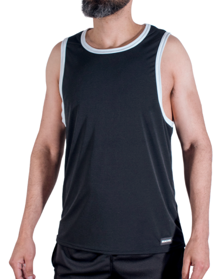 MACHO - CMV004 CAMISETA GYM NEGRA S/M