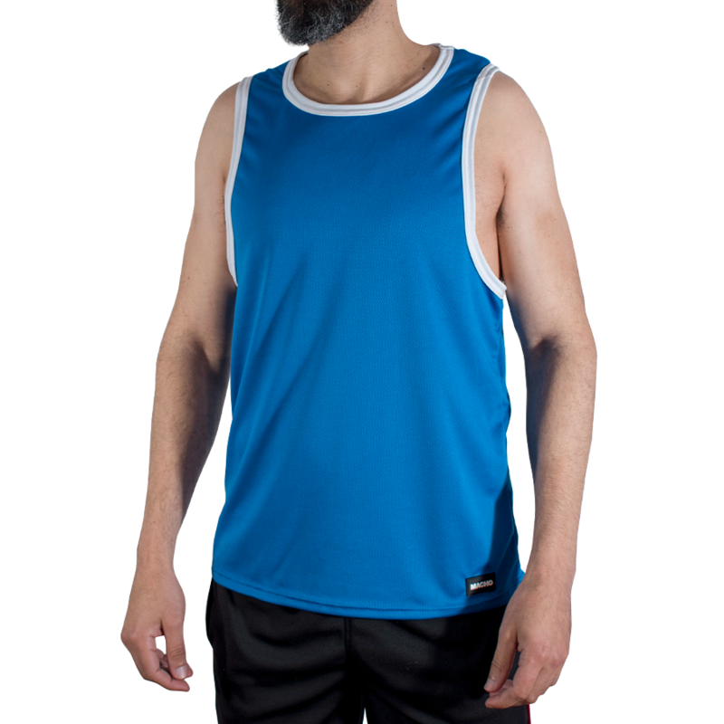 MACHO - CMV002 CAMISETA GYM AZUL S/M