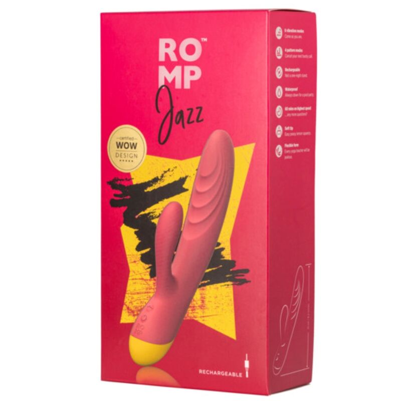 ROMP - JAZZ RECHARGEABLE RABBIT VIBRATOR RED - Imagem de 5