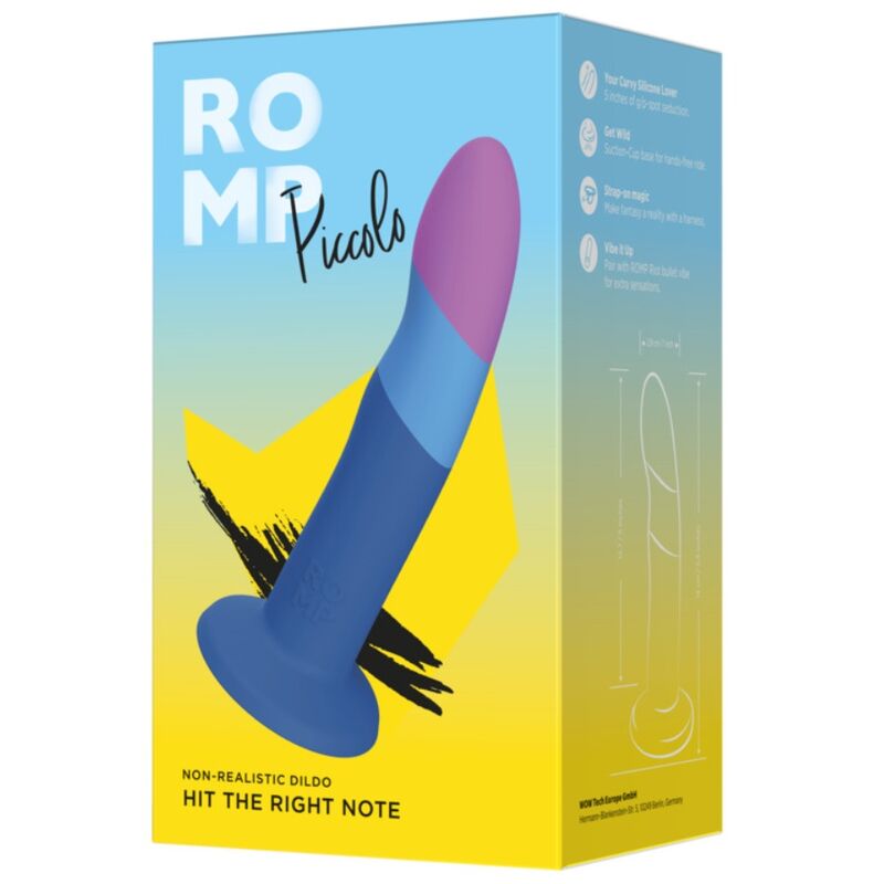 ROMP - PICCOLO SILICONE DILDO WITH TRICOLOR SUCTION CUP 14 CM - Imagem de 5