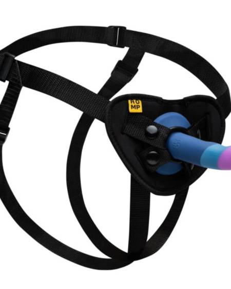 ROMP - PICCOLO HARNESS + SILICONE DILDO WITH TRICOLOR SUCTION CUP 14 CM