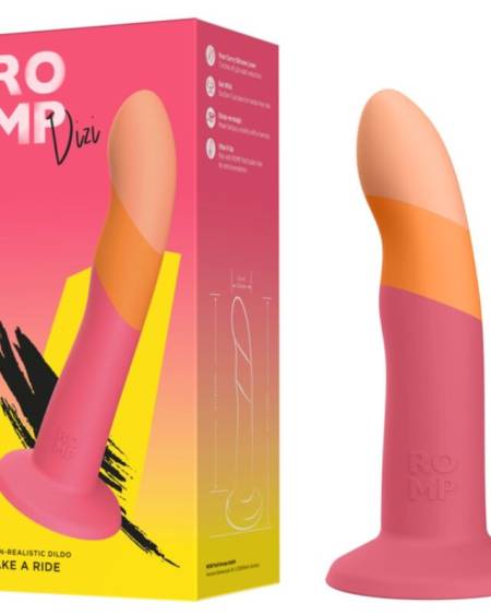 ROMP - DIZI SILICONE DILDO WITH SUCTION CUP TRICOLOR 18 CM