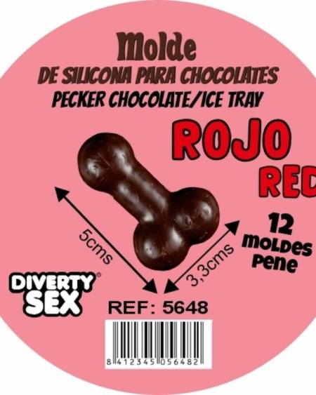 DIABLO PICANTE - CHOCOLATE MOLD WITH 12 SILICONE PENISES FOR HANGING RED