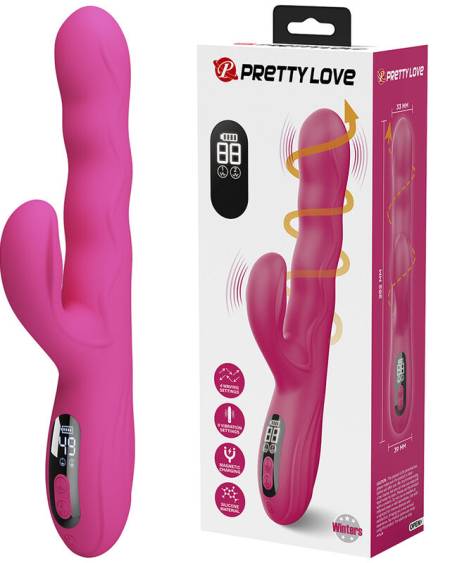PRETTY LOVE - WINTERS MULTIFUNCTION RABBIT VIBRATOR WITH LED DISPLAY PINK