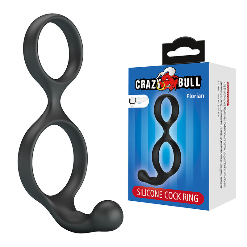 CRAZY BULL - FLORIAN DOUBLE COCK AND BALL RING BLACK - Imagem de 2