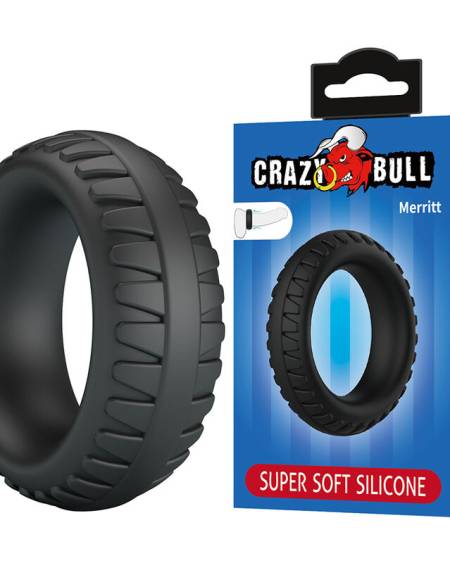 CRAZY BULL - MERRITT TEXTURED SILICONE COCK RING BLACK