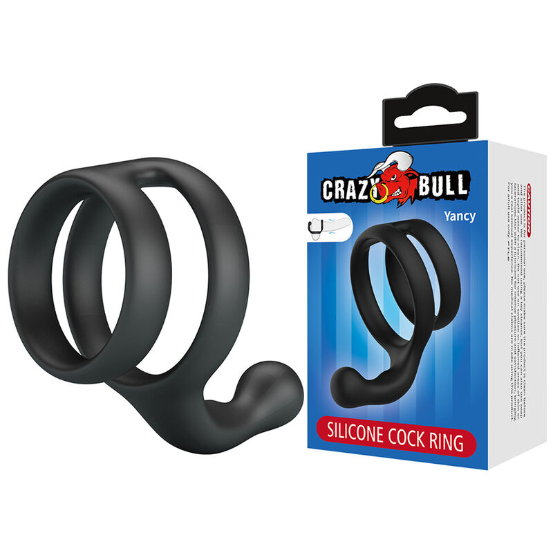 CRAZY BULL - YANCY DOUBLE COCK AND BALL RING BLACK - Imagem de 2