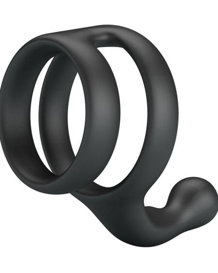 CRAZY BULL - YANCY DOUBLE COCK AND BALL RING BLACK