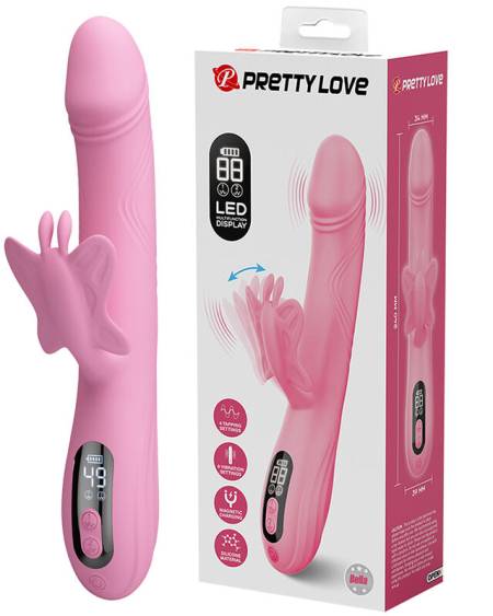 PRETTY LOVE - BELLA RABBIT VIBRATOR WITH BUTTERFLY STIMULATION AND LED PINK