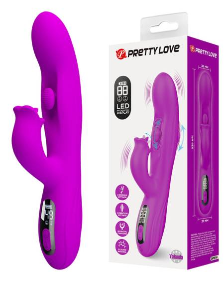 PRETTY LOVE - YALANDA RABBIT OSCILLATING VIBRATOR WITH LED DISPLAY PURPLE
