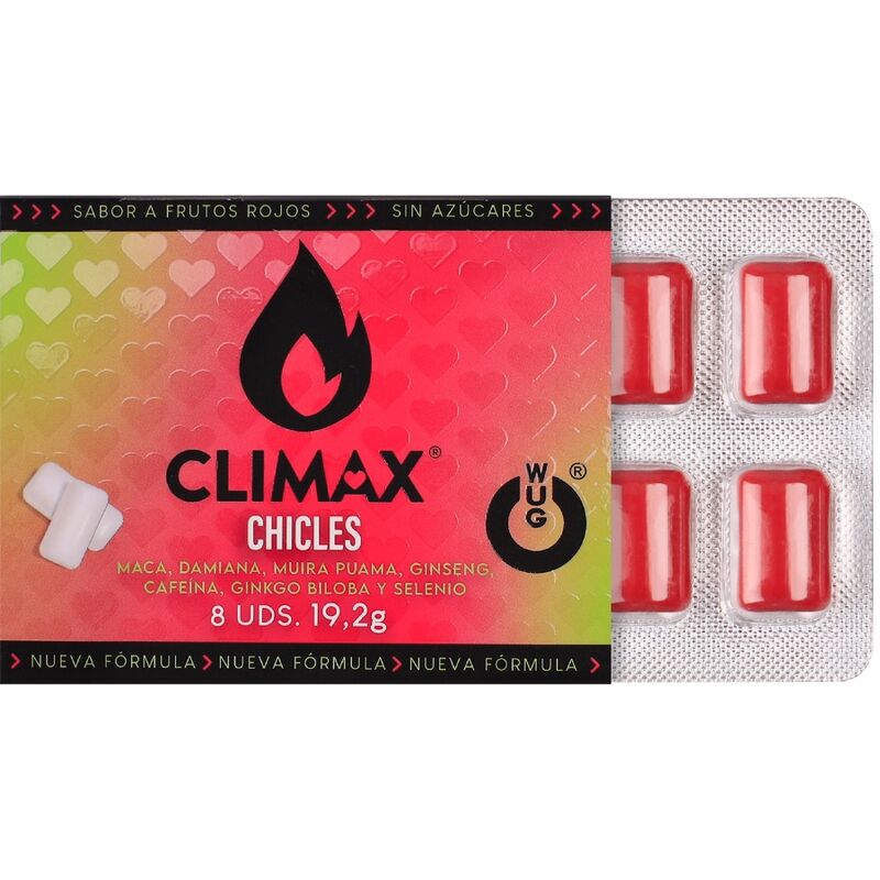 WUG Climax - Functional chewing gum with Maca, Damiana and Ginseng to enhance desire and intimate vitality. BLISTER 8 UNITS - Imagem de 2