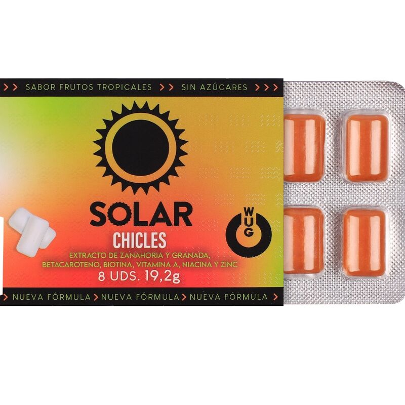 WUG Solar - The chewing gum that prepares your skin for the sun. BLISTER OF 8 UNITS - Imagem de 2