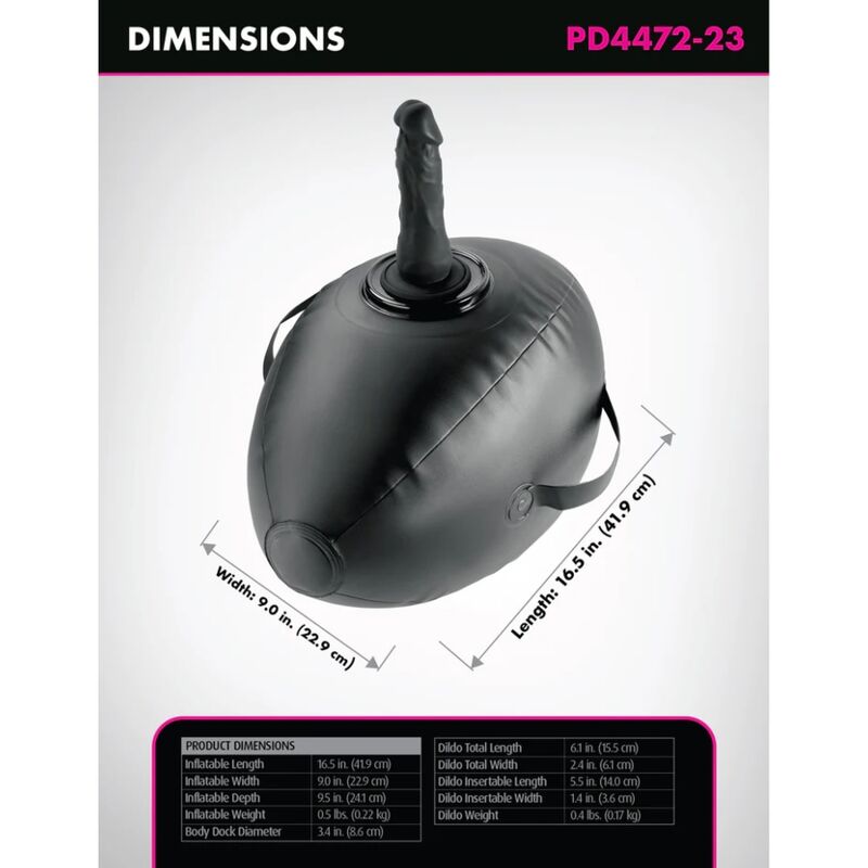 FETISH FANTASY SERIES - BODY DOCK INFLATABLE LOVE BALL WITH DILDO BLACK 41.9 CM - Imagem de 5