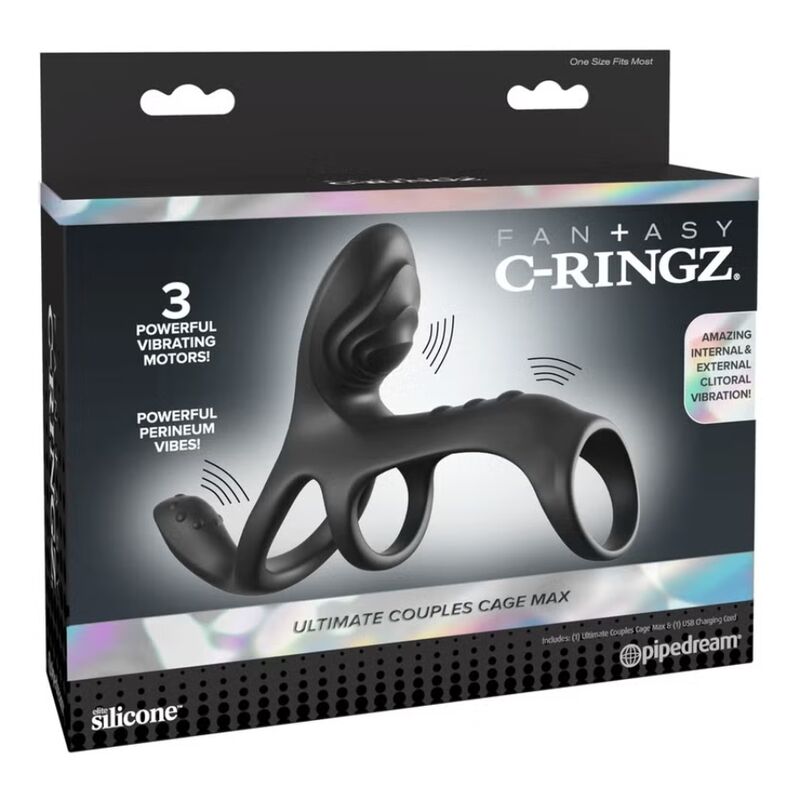 FANTASY C-RINGZ - ULTIMATE COUPLES CAGE MAX VIBRATING COCK RING 19.5 CM - Imagem de 5