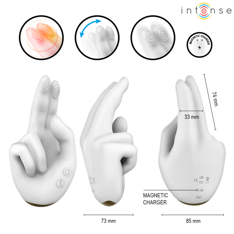 INTENSE - JIMMY HAND-SHAPED MULTIFUNCTION STIMULATOR WITH VIBRATION AND HEAT - Imagem de 3