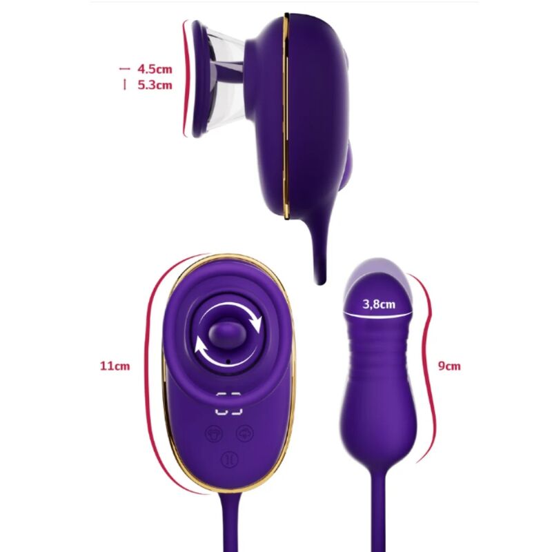 SHE.E.O - CLITORAL SUCTION TOOL WITH LICKING EFFECT AND PURPLE ANAL STIMULATOR - Imagem de 4