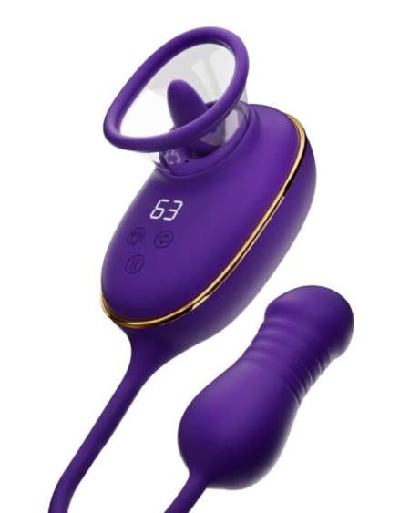 SHE.E.O - CLITORAL SUCTION TOOL WITH LICKING EFFECT AND PURPLE ANAL STIMULATOR