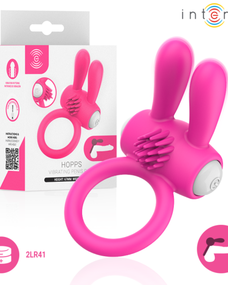 INTENSE - HOPPS VIBRATING PENIS RING WITH CLITORAL STIMULATION PINK