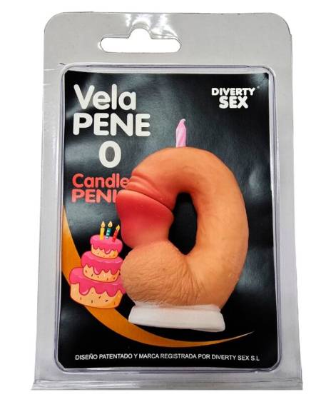 DIABLO PICANTE - VELA PENE EN FORMA DE NUMERO 0 COLOR CARNE
