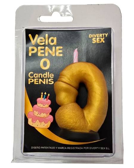 DIABLO PICANTE - VELA PENE EN FORMA DE NUMERO 0 COLOR DORADO