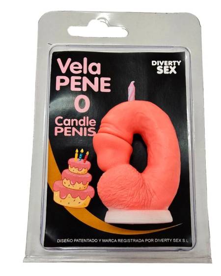 DIABLO PICANTE - VELA PENE EN FORMA DE NUMERO 0 COLOR ROSA