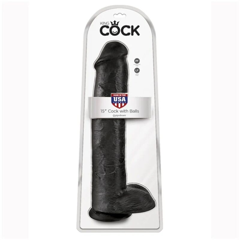 KING COCK - REALISTIC DILDO WITH TESTICLES 38 CM BLACK - Imagem de 5