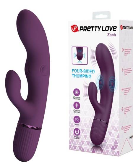 PRETTY LOVE - ZACH RECHARGEABLE THRUSTING RABBIT VIBRATOR 5+5 FUNCTIONS