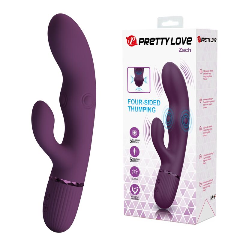 PRETTY LOVE - ZACH RECHARGEABLE THRUSTING RABBIT VIBRATOR 5+5 FUNCTIONS