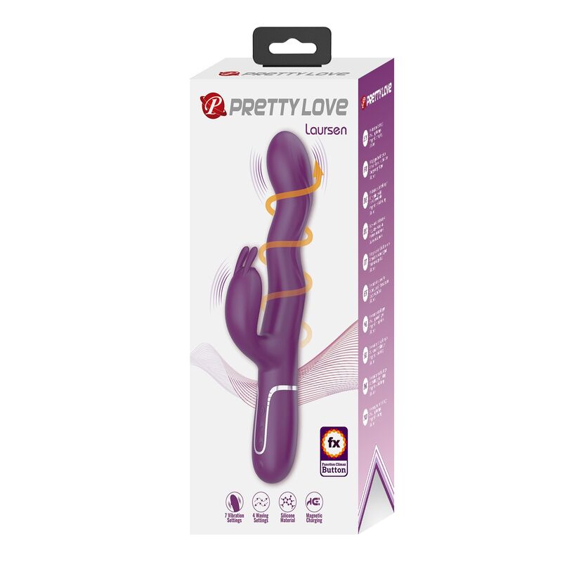 PRETTY LOVE - LOURSEN RABBIT VIBRATOR WITH THRUSTING MOTION AND 7 VIBRATIONS USB RECHARGEABLE PURPLE - Imagem de 3