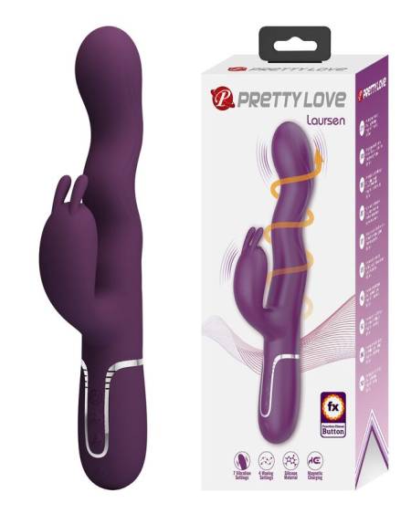 PRETTY LOVE - LOURSEN RABBIT VIBRATOR WITH THRUSTING MOTION AND 7 VIBRATIONS USB RECHARGEABLE PURPLE