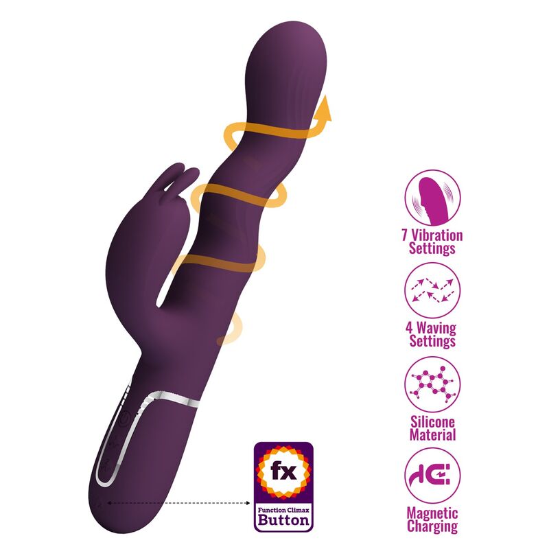 PRETTY LOVE - LOURSEN RABBIT VIBRATOR WITH THRUSTING MOTION AND 7 VIBRATIONS USB RECHARGEABLE PURPLE - Imagem de 4