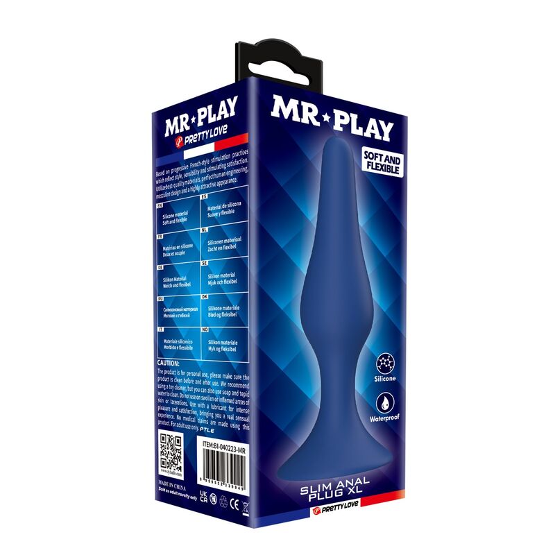 MR PLAY - TAPERED SILICONE ANAL PLUG BLUE XL - Imagem de 3