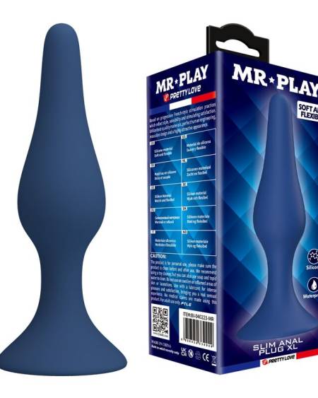 MR PLAY - TAPERED SILICONE ANAL PLUG BLUE XL