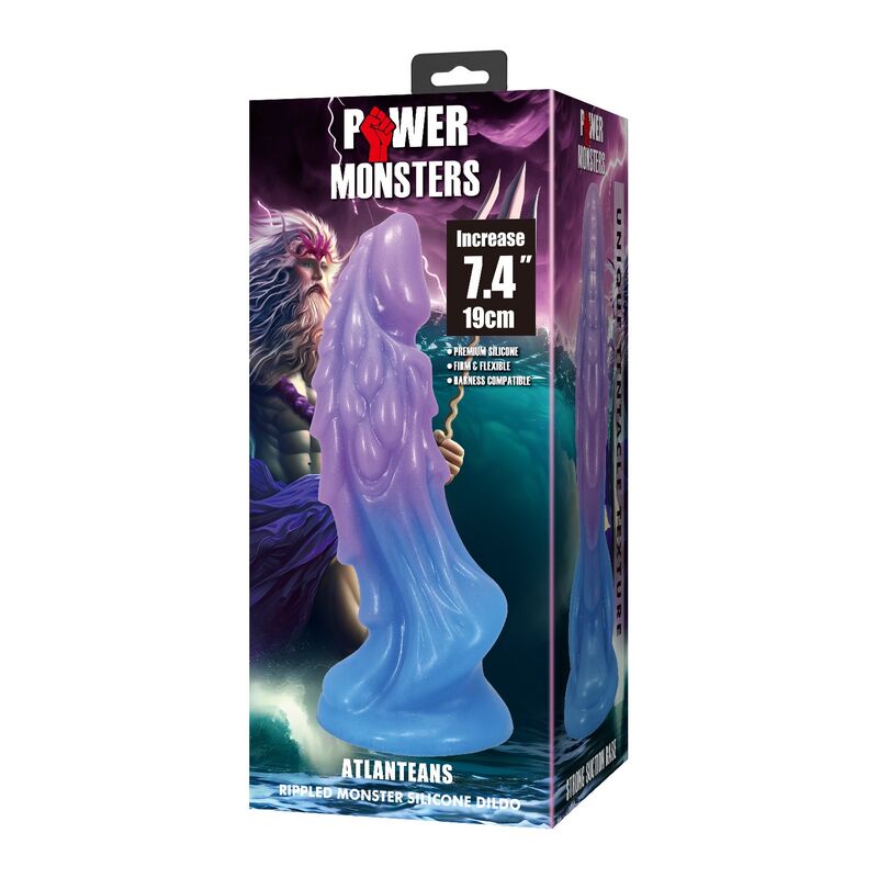 POWER MONSTERS - ATLANTEANS REALISTIC DILDO WITH SUCTION CUP 19 CM Ø 5 CM BLUE PURPLE - Imagem de 3