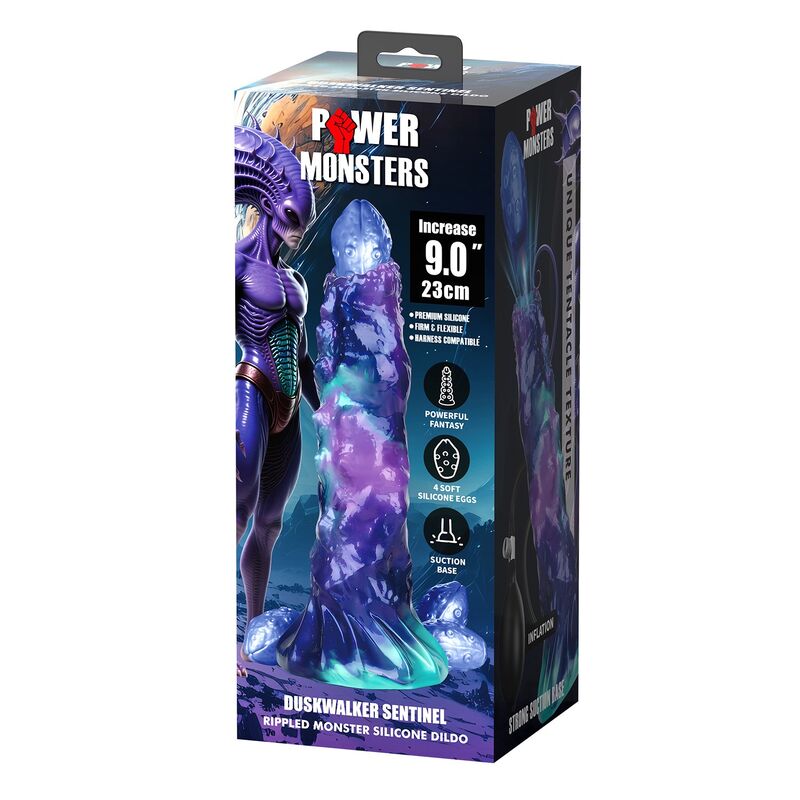 POWER MONSTERS - DUSKWALKER SENTINEL TRICOLOR INFLATABLE FANTASY SILICONE DILDO 23 CM Ø 5 CM - Imagem de 2