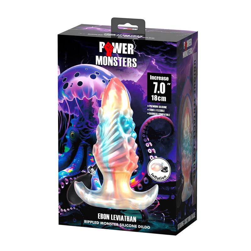 POWER MONSTERS - EBON LEVIATHAN TRICOLOR INFLATABLE FANTASY ANAL PLUG 18 CM - Imagem de 2