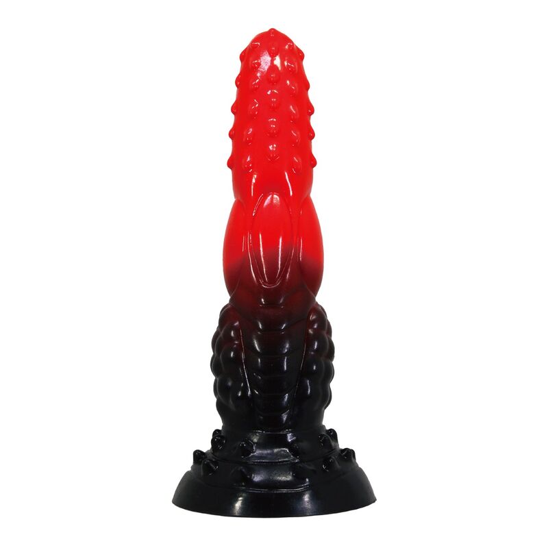 POWER MONSTERS - FIRE DRAGON FANTASY DILDO WITH SUCTION CUP 24.5 CM Ø 5.8 CM RED BLACK - Imagem de 3