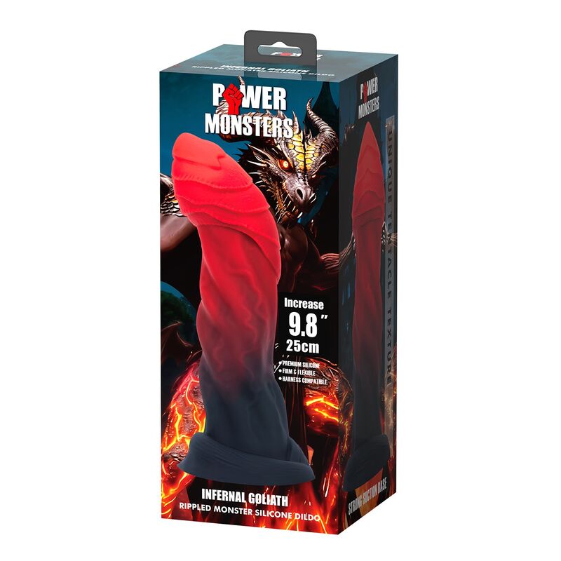 POWER MONSTERS - INFERNAL GOLIATH BICOLOR FANTASY SILICONE DILDO 25 CM Ø 6 CM - Imagem de 2