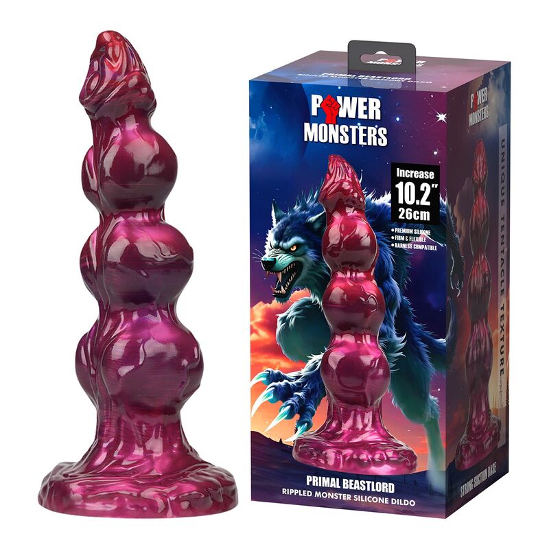 POWER MONSTERS - PRIMAL BEASTLORD PINK TRANSLUCENT FANTASY SILICONE DILDO 26 CM Ø 5 CM - Imagem de 3