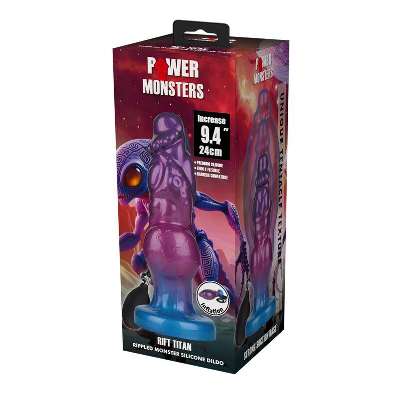 POWER MONSTERS - RIFT TITAN BICOLOR INFLATABLE FANTASY SILICONE DILDO 24 CM Ø 5 CM - Imagem de 2