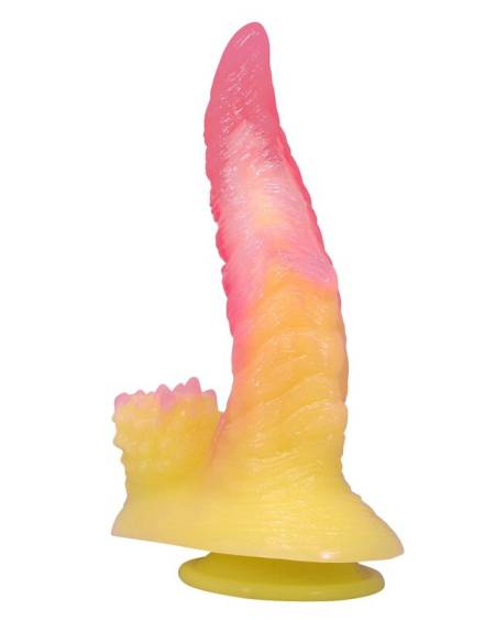 POWER MONSTERS - RIPPLIED MONSTER FANTASY DILDO WITH SUCTION CUP 22.5 CM Ø 5.5 CM PINK  YELLOW