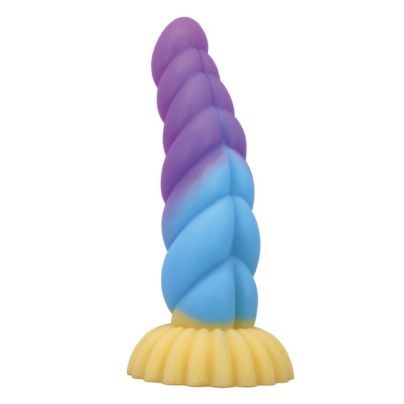 POWER MONSTERS - UNICORN TRICOLOR FANTASY SILICONE DILDO 22 CM Ø 5 CM - Imagem de 4
