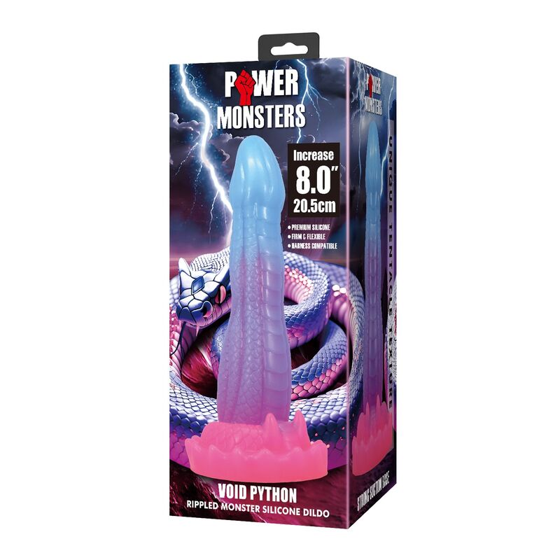 POWER MONSTERS - VOID PYTHON FANTASY DILDO WITH SUCTION CUP 20.5 CM Ø 5.2 CM BLUE, PURPLE PINK - Imagem de 2