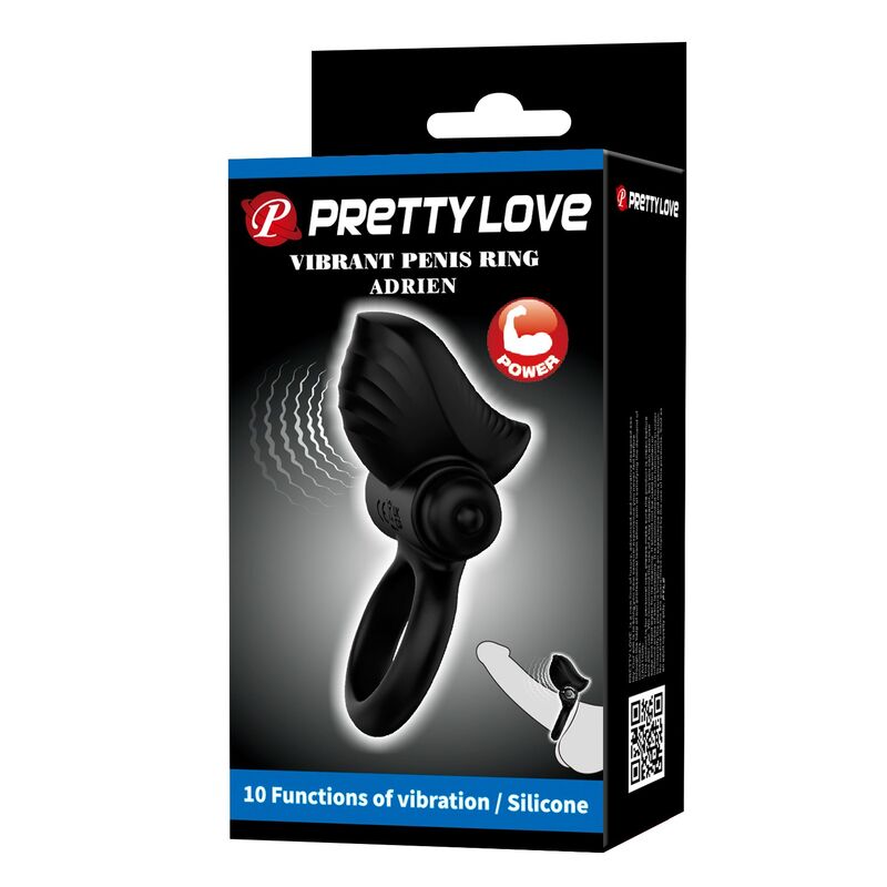 PRETTY LOVE - ADRIEN VIBRATING PENIS RING 10 FUNCTIONS BLACK - Imagem de 3