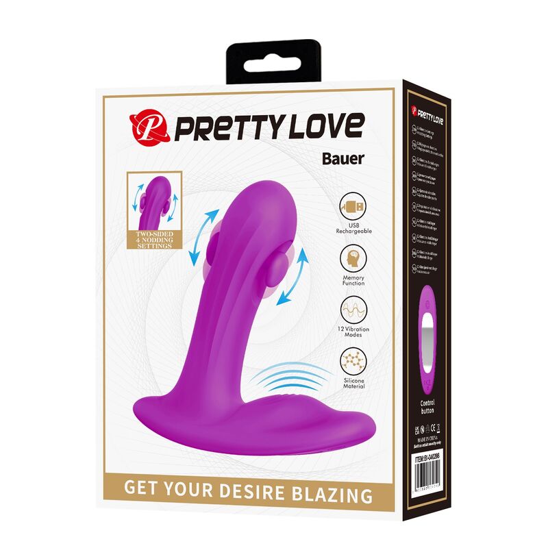 PRETTY LOVE - BAUER RECHARGEABLE PROSTATE MASSAGER 12 MODES PURPLE - Imagem de 2