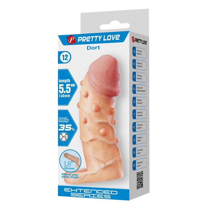 PRETTY LOVE - DORT PENIS EXTENSION SLEEVE 14 CM Ø 4 CM NATURAL - Imagem de 3