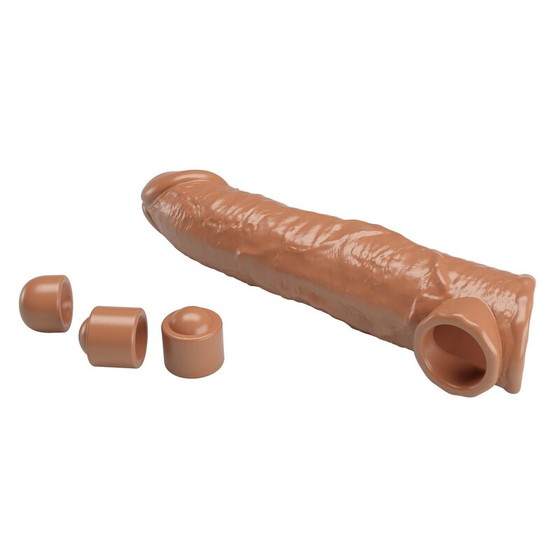 PRETTY LOVE - ADJUSTABLE PENIS EXTENSION SLEEVE 26 CM Ø 4 CM BROWN - Imagem de 5